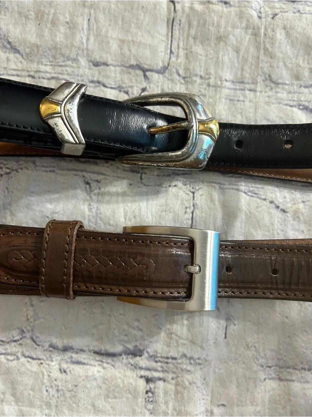 VERO CUOIO BROWN LEATHER ITALY MADE  & BLACK WESTERN FULL GRAIN BELTS
